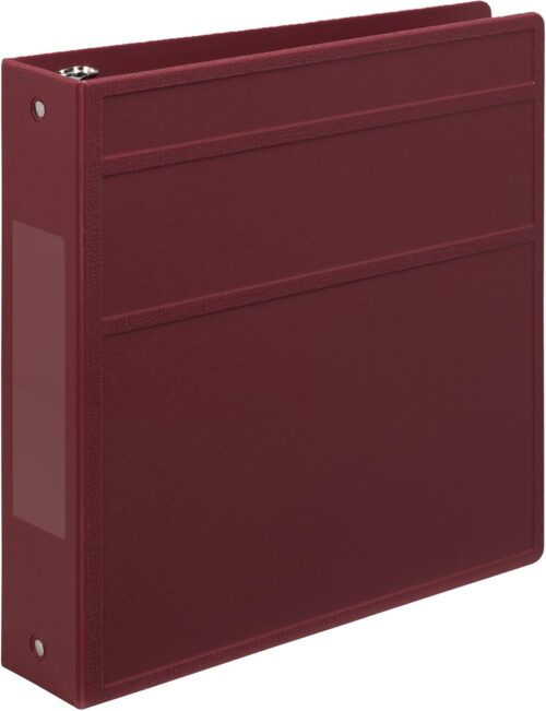 Carstens 2-Inch Heavy Duty 3-Ring Binder – Side Opening, Wine, Durable Plastic, Precision No-Gap Rings, Waterproof Covers, No Pockets, Holds 300 Letter-Sized Sheets, BPA-Free, Made in USA (2823-3R)