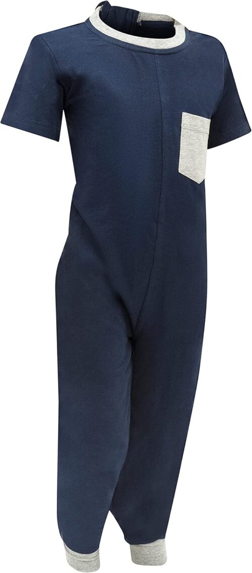 Kaycey Special Needs Adaptive Clothing For Children, Short Sleeve Long Leg Zip Back Jumpsuit