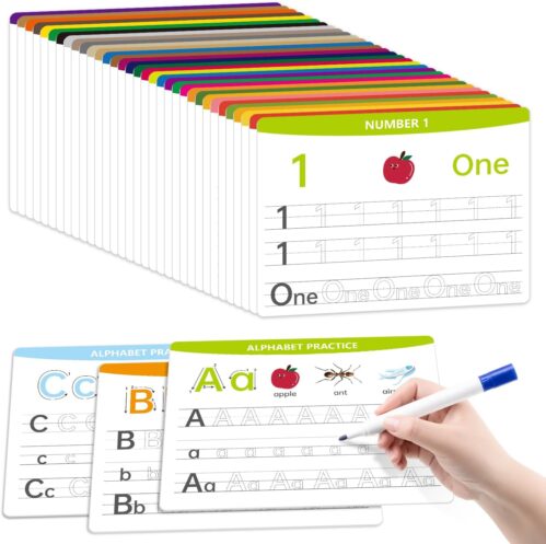 Alphabet & Number Practice Dry Erase Boards A-Z Letters & Numbers 1-10 | Perfect for Preschool, Homeschool & Kindergarten Double-Sided 18 Sheets, 36 Pages 11×8.5 Educational Tool