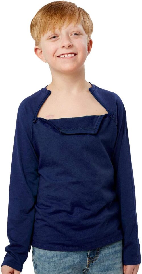 Care+Wear Unisex Kid’s Chest Port Access Long-Sleeve Shirt