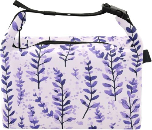 Wudan Purple Lavender Girls Insulated Lunch Box Adjustable Teachers Prep Lunch Bag for Hospital Medical Staff