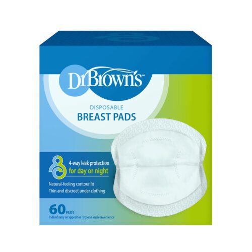 Dr. Brown’s Disposable One-Use Absorbent Breast Pads for Breastfeeding and Leaking – 60pk – Packaging May Vary