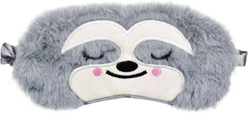 Cute Sloth Sleeping Mask, Soft Fluffy Plush Blindfold Funny Novelty Animal Sleep Mask Eye Cover Eyeshade for Kids Girls Boys Women Men Night Nap Travel Meditation (Gray, Sloth)