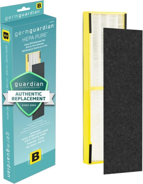 GermGuardian Genuine HEPA PURE Replacement Air Purifier Filter B for AC4825, AC4300, AC4900, AC4825DLX, AC4850, CDAP4500 & AP2200, FLT4825, Black/Yellow