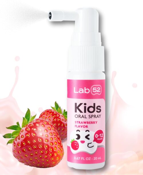 LAB52 Kids Oral Spray, Toddler Toothpaste Helper for Cavity Repair and Fresh Breath, Children Anticavity with Fluoride Free for Newborn to Preschoolers, Xylitol Strawberry Flavor