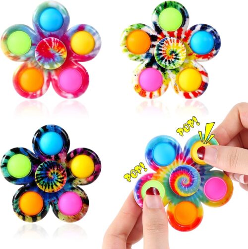 Fidget Spinner Bulk 4 Pack, Easter Basket Stuffers Sensory Pop Fidget Toys for Kids Adults, Fidget Spinners Anxiety Stress Relief, ADHD Autism Products for Girls Boys Birthday Gifts Classroom Prizes