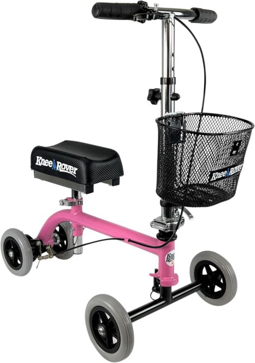 KneeRover Kids Knee Walker Child Knee Scooter for Small Adults for Foot Surgery, Broken Foot, Ankle Injuries – Lightweight Pediatric Knee Rover Kids Knee Scooter for Broken Ankle (Pink)