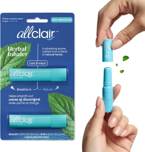 Nausea Relief Inhaler – All-Natural Remedy for Motion Sickness, Morning Sickness, Stress, and Queasiness – Fast-Acting, Drug-Free, Non-Drowsy & Portable Travel Essential – Pack of 2 Inhalers