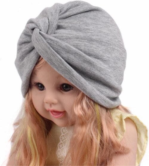 Qhome Fashion Soft Cotton Kids Turban Chemo Hat Hair Covering Hijab Girls Beanie Twist Head Wrap