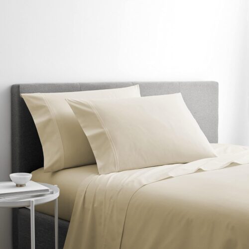 Martex Clean Essentials Antimicrobial Cotton Blend Sheet Set, Taupe, Twin,Beige