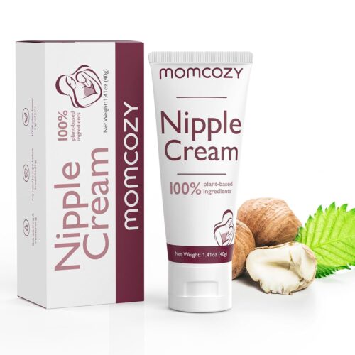 Momcozy Nipple Cream Safe for Breastfeeding, 100% Natural, Lanolin-Free Nipple Balm, Soothing Cream, Breastfeeding Essentials for Nursing & Pumping Moms, 1.41 oz