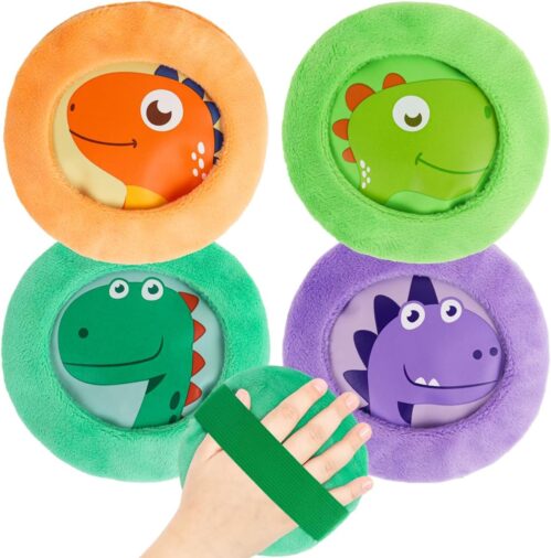 Hilph Kids Ice Packs for Boo Boos, Reusable Toddler Cold Packs with Soft Sleeves for Kids Injuries, Baby Ice Packs Hot Cold Therapy for Child Pain Relief, Bump, Bruise, First Aid (4 Pack, Dinosaur)