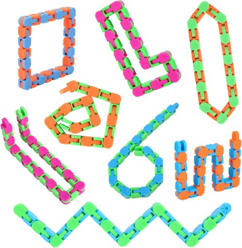 8Pcs Fidgets Wacky Tracks Fidget Toys Easter Basket Stuffers for Kids Classroom Students Gifts School Prizes Sensory Autism Snap Click Snake Adults Stress Relief