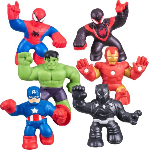 Heroes of Goo Jit Zu Marvel Mega Mini 6 Pack – Squishy, Stretchy, Gooey Mini Heroes – Ironman, Spider-Man, Captain America, Miles Morales, Hulk and Black Panther