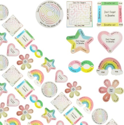 24 Textured Sensory Stickers, Breathing Stickers, Calming Stickers for Kids, Sensory Breathing Stickers, Calming Strips for Kids, Fidget Stickers, Teacher Supplies, Anxiety Sensory Stickers (24)