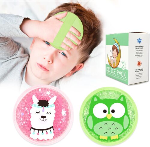 Kids Ice Packs for Boo Boos, Boo Boo Ice Packs for Kids, 2 Packs Cute Hot Cold Gel ice Packs for Injuries Reusable for Kid’s Fever, Pain Relief, Wisdom Teeth, First Aid and Head, Arms, Legs Injuries