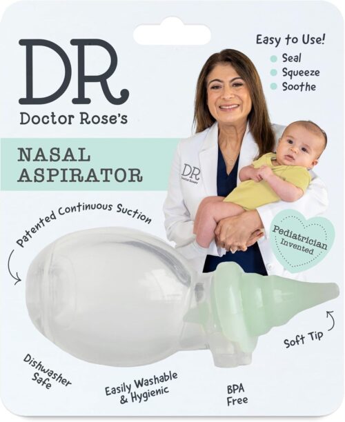 Dr. Rose’s Nasal Aspirator for Baby | Pediatrician Patented Dual-Suction Snot Sucker for Baby | Pediatrician Designed Baby Booger Picker | Easy Cleaning Booger Sucker for Baby | Kids Nasal Flush