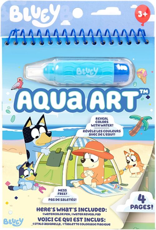 Horizon Group USA Bluey Aqua Art – Reusable Water Reveal Activity Pages With Water Pen for No-Mess Drawing and Coloring
