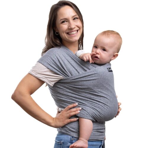 CuddleBug Baby Wrap – Hands-Free Baby Carrier Wrap – Soft & Stretchy Baby Wraps Carrier – Baby Carrier Newborn to Toddler 7-35 lbs – One-Size-Fits-All Baby Holder Wrap – Hip-Healthy Wrap (Gray)