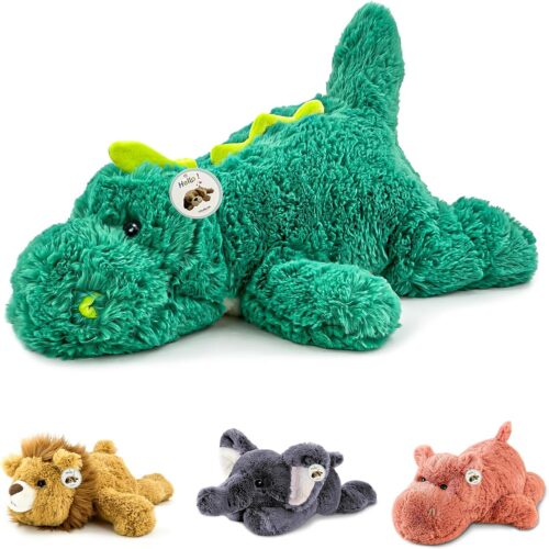 16″ | 2 Pounds Green Dinosaur Weighted Stuffed Animals,Sensory Comfort Plush Throw Pillow Toy,Kawaii Plushies Hugging Toy Gifts for Kids & Adults (Dinosaur, 16 inch 2 Pounds)