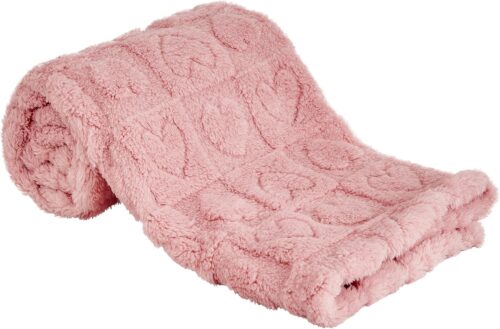 Yurhap Fleece Baby Blanket Heart Checkered Blanket, Ultra Soft Cozy Baby Blankets for Girls Boys, Fluffy Infant Toddler Newborn Receiving Blankets for Crib Stroller 30”×40” (Dark Pink)