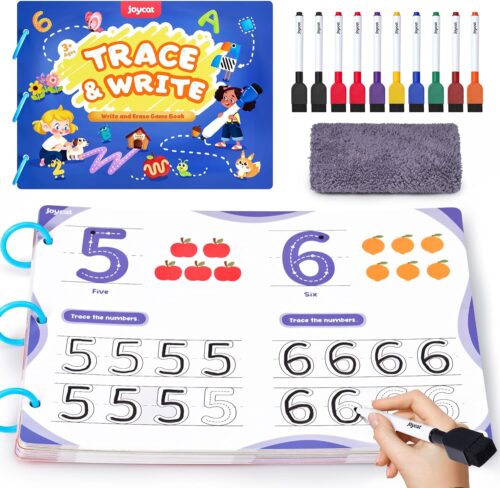 Preschool Learning Activities 48 Reusable Pages, Handwriting Practice for Kids Toddlers, Tracing Letter Number Workbooks, Educational Autism Busy Book, Learning Gift Toys for 3 4 5 Year Olds