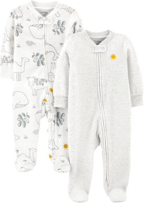 Simple Joys by Carter’s Baby 2-Way Zip Thermal Footed Sleep and Play, Pack of 2