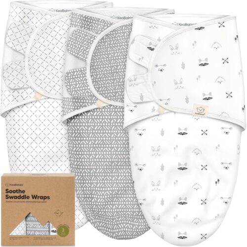3-Pack Organic Baby Swaddle Sleep Sacks – Swaddles for Newborns, Infant 0-3 Months, Baby Girls, Boys, Soft & Snug Newborn Sleep Sack, Nursery Swaddling Blankets, Velcro Closure (Nordic)
