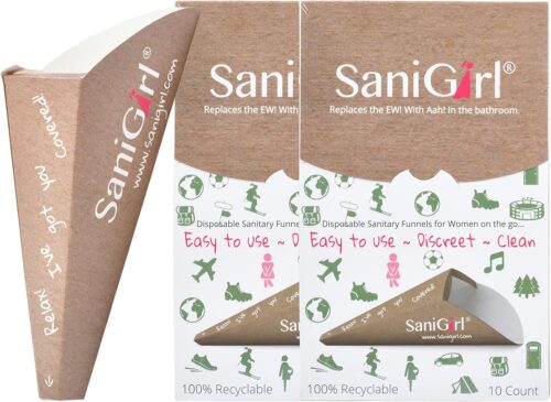 SaniGirl Womens Urination Device | Disposable Pee Funnel | Travel Urinal for Women | Girls Stand to Pee | Female Urination Device Disposable Pee Cups | Bundle 20 Funnels Travel Hiking Festival Camping