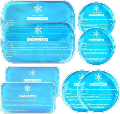 Tutmyrea Ice Packs for Injuries Reusable, 8 Pack Soft Gel Pack, Hot and Cold Compress, Ice Pack for Kids Boo Boo, Cold Packs for Injuries, Migraines, First Aid, Pain Relief, Wisdom Teeth
