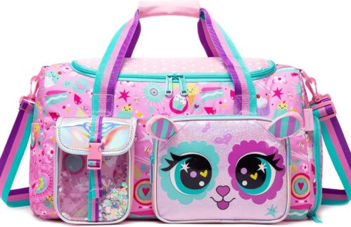 Kids Duffle Bag Girls Travel Bag for Kids Overnight Bag for Girls Dance Bag for Girls Weekender Bag Gym Bag with Shoe Compartment