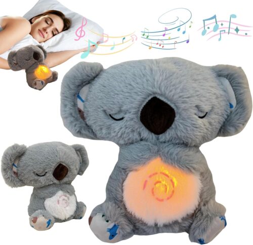 Anxiety Relief Koala, Breathing Teddy Bear with Calming Music, Lights, Sleeping Otter Plush, Soothing Koala for Adults & Kids, Stress Relief Stuffed Animal (3-Level Adjustable Volume)