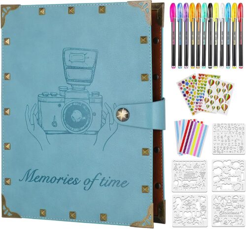 ZEEYUAN Leather Scrapbook Album 60 Pages Love Memory Photo Book Album 8.5×11 inch, Scrapbooking Supplies Kits for Couples Anniversary Vintage Travelling Scrapbook Family Scrap Book