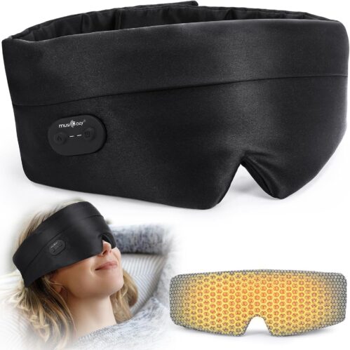 MUSICOZY Heated Eye Masks for Dry Eyes, Cordless Silk Eye Mask, Warm Eye Compress for Dry Eyes, Gentle and Comfortable Eye Mask with Heat Therapy for Relaxation and Relief