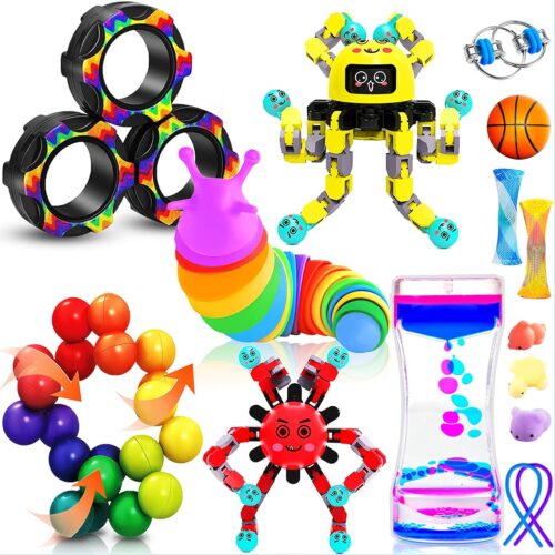 15 Pack Sensory Fidget Toys Bulk Easter Basket Stuffers Gifts for Kids Age 5-7, 8-12, Autism Quiet Figette Toys School Classroom Autistic Calm Down ADHD Stress Anxiety Party Favors Box for Adult Teens