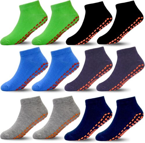 HYCLES Boys Girls Non-Slip Toddler Socks Grip Ankle Sticky Socks Anti-Skid Socks for Kids 6 Pairs for 2-13 Years Kids