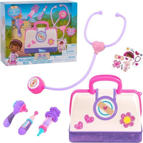 DOC MCSTUFFINS Disney Junior Toy Hospital Doctor’s Bag Set, 7-piece Dress Up and Pretend Play Doctor Kit, Officially Licensed Kids Toys for Ages 3 Up
