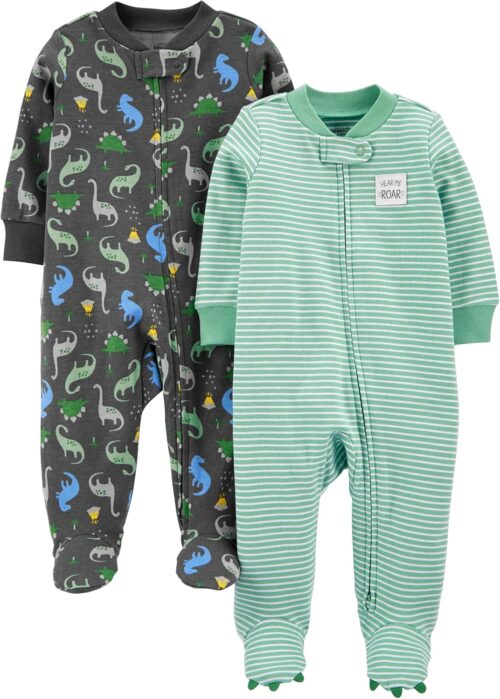Simple Joys by Carter’s Baby Boys’ 2-Way Zip Thermal Footed Sleep and Play, Pack of 2