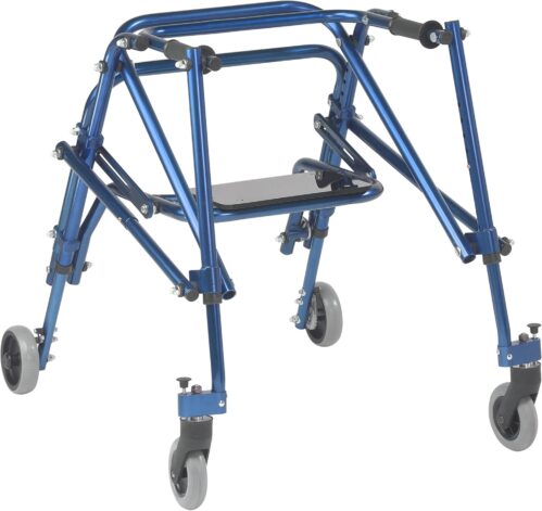Drive Medical Nimbo 2G Mobility Aid Lightweight Posterior Walker with Seat, Medium, Knight Blue