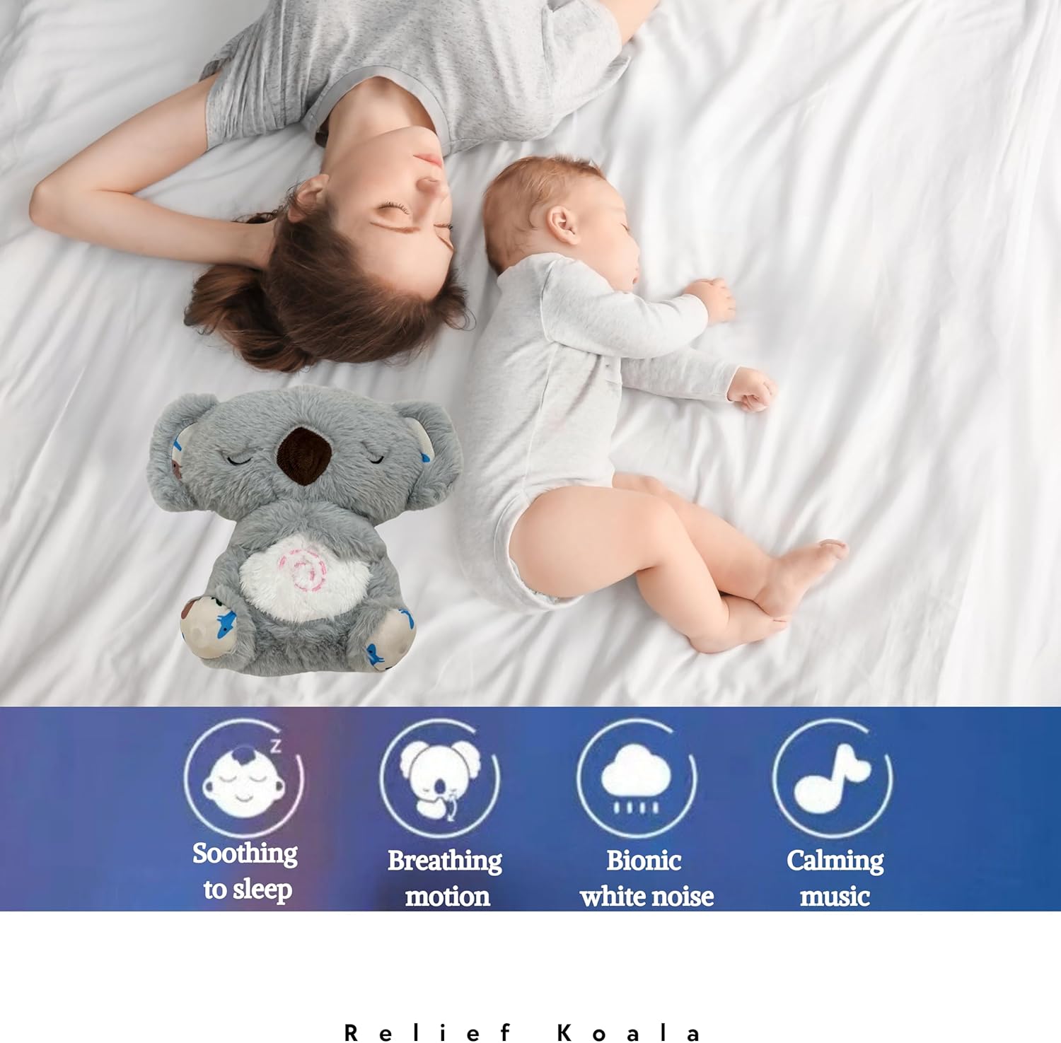 Anxiety Relief Koala, Breathing Teddy Bear with Calming Music, Lights, Sleeping Otter Plush, Soothing Koala for Adults & Kids, Stress Relief Stuffed Animal (3-Level Adjustable Volume) - Image 5