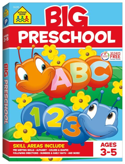 School Zone Big Preschool Workbook: 320 Pages, Toddler, Pre-K, ABCs, Alphabet, Basic Phonics, Writing Skills, Early Math & Numbers, Colors & Shapes, Matching, Follow Directions, Ages 3-5
