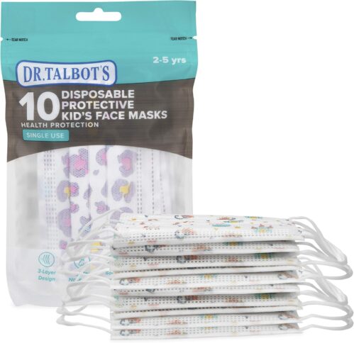 Dr. Talbot’s Disposable Kid’s Face Mask for Personal Health, Girl 2-5 Years, Prints May Vary, 10 Count