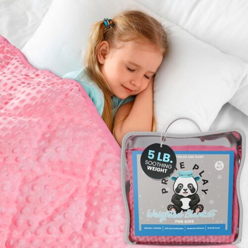 5lb Child’s Weighted Blanket – Kids Weighted Blanket 5 Pounds (36″ x 48″) – Cute Dotted Texture Sensory Blanket – 5 lbs Weight Blanket for Kids Ages 4 to 7 – Machine Washable, Travel Friendly (Pink)