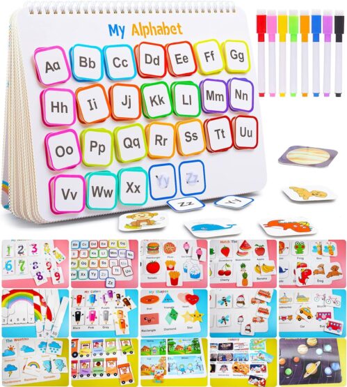 Huijing Montessori Preschool Learning Activities Busy Book – Workbook Activity Binder / Toys for Toddlers, Autism Learning Materials and Tracing Coloring Book