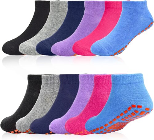 SkiBeaut Kid Trampolines Socks Ankle Grips Non Slip Child Socks for Boys Girls 2-5/6-9/10-13 Years