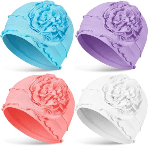 JenPen 4 Pcs Cotton Beanie Turban Headwear for Women Soft Cancer Chemo Head Scarf Hats Elastic Covers Wraps for Women’s Hair