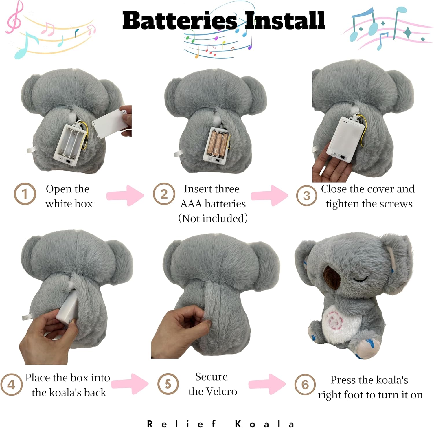 Anxiety Relief Koala, Breathing Teddy Bear with Calming Music, Lights, Sleeping Otter Plush, Soothing Koala for Adults & Kids, Stress Relief Stuffed Animal (3-Level Adjustable Volume) - Image 3