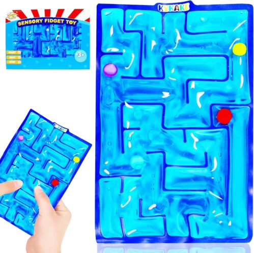 Sensory Maze Fidget, Sensory Toys Fidget Marble Maze Gel Filled Squishy Toys for Kids Adults Autism Stress Anxiety Relief Toys with Filled Goo for Calming Classroom Easter Basket Stuffers for Kids