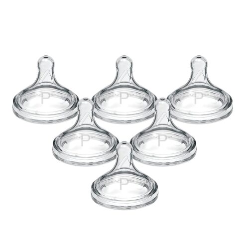 Dr. Brown’s Natural Flow Preemie Flow Wide-Neck Baby Bottle Silicone Nipple, Slowest Flow, 0m+, 100% Silicone Bottle Nipple, 6 Pack