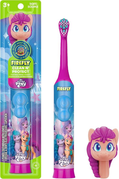 FIREFLY Clean N’ Protect My Little Pony Power Toothbrush with 3D Character Cover, Soft Bristles, Battery Included, Ages 3+